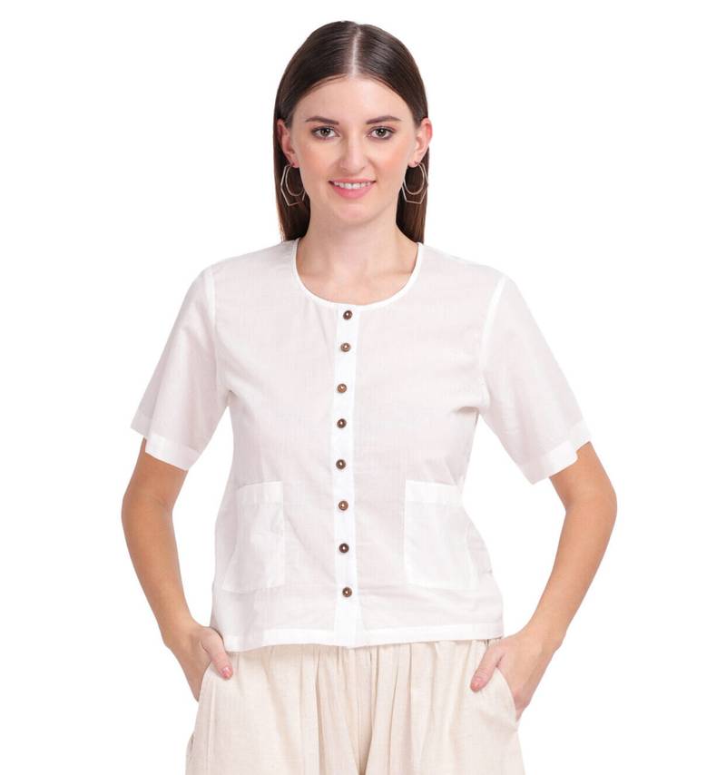 IMG_0675 Mrima half sleeve yoga Top organic cotton | Sada Bahaar - Image 1