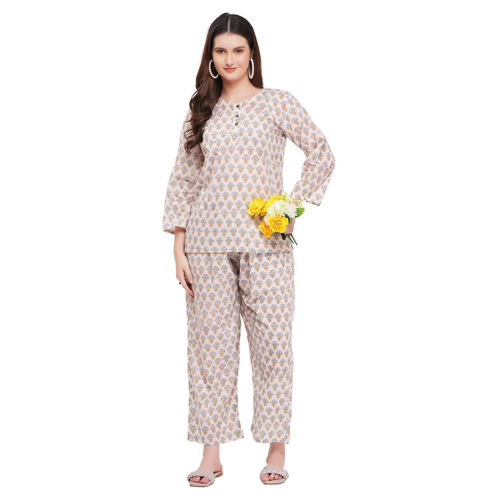 DSC03912 Mrima Cotton Printed Co-Ord Set with pockets | Camellia - Image 1