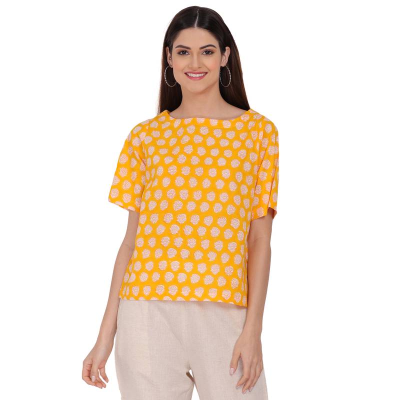 Block printed Top organic cotton | Surya Mukhi - Image 1