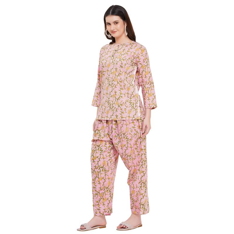 Mrima Cotton Printed Co-Ord Set with pockets | Rose - Image 1