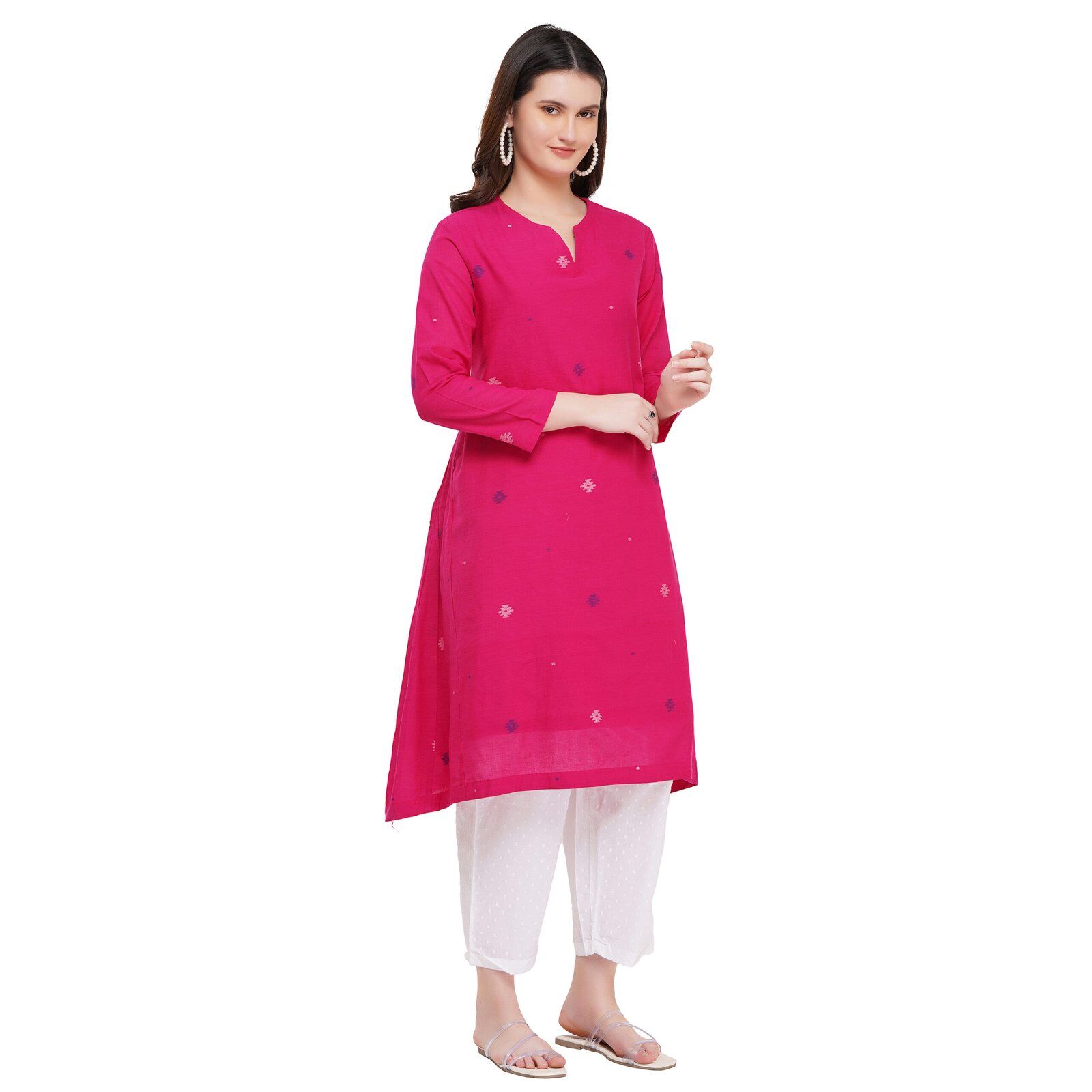Mrima Premium Jamdani organic cotton Kurta Set | Peony - Image 1