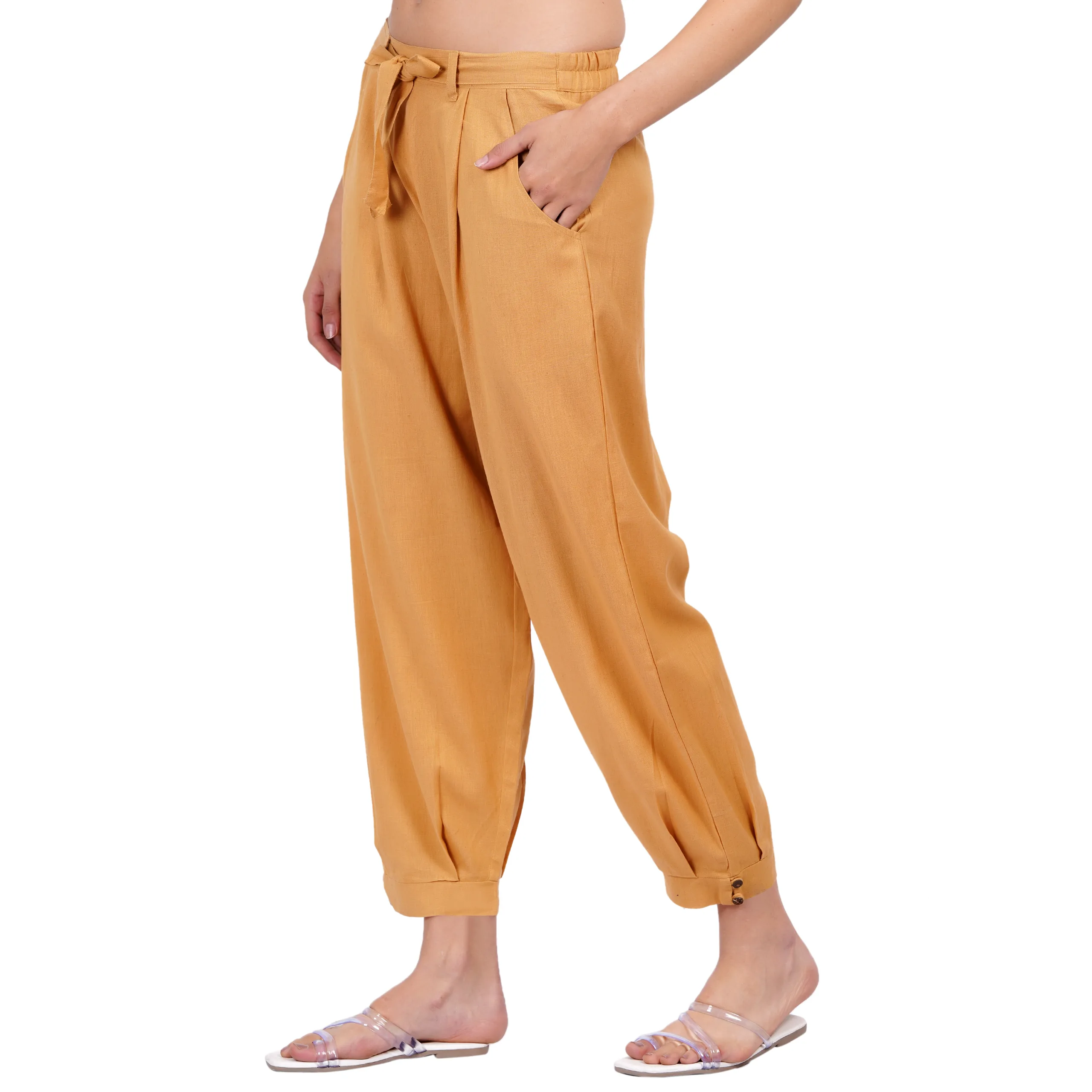 Mrima Yoga pants with pocket and belt organic cotton | Gul Asharfi - Image 1