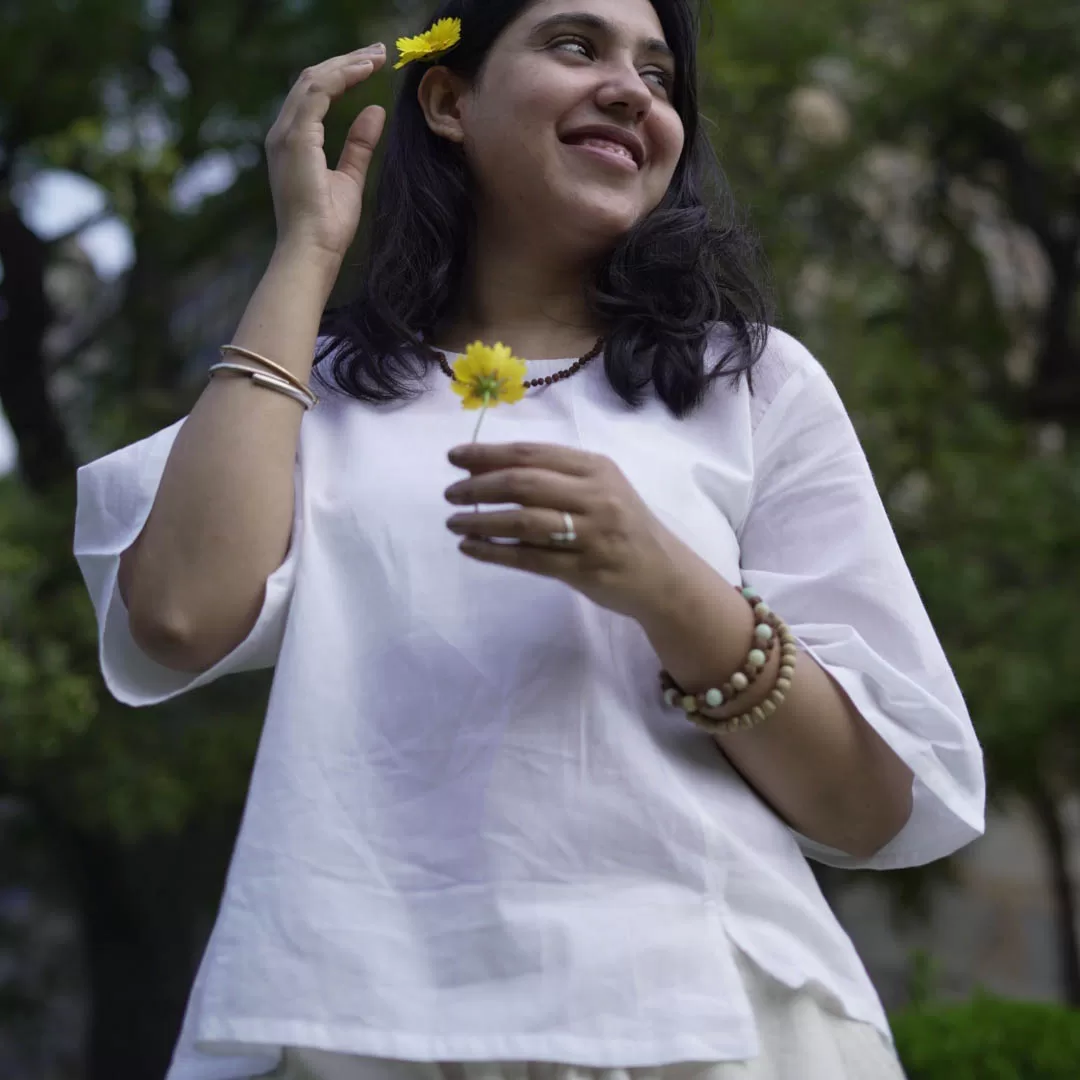 Mrima 3/4 sleeve yoga Top organic cotton | Mallika - Image 1