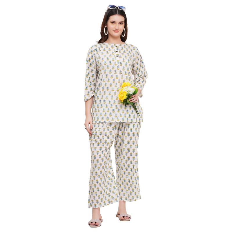 DSC03927 Mrima Cotton Printed Co-Ord Set with pockets | Freesia - Image 1
