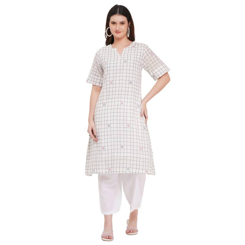 Mrima Premium Jamdani organic cotton Kurta Set | Petunia - Image 1